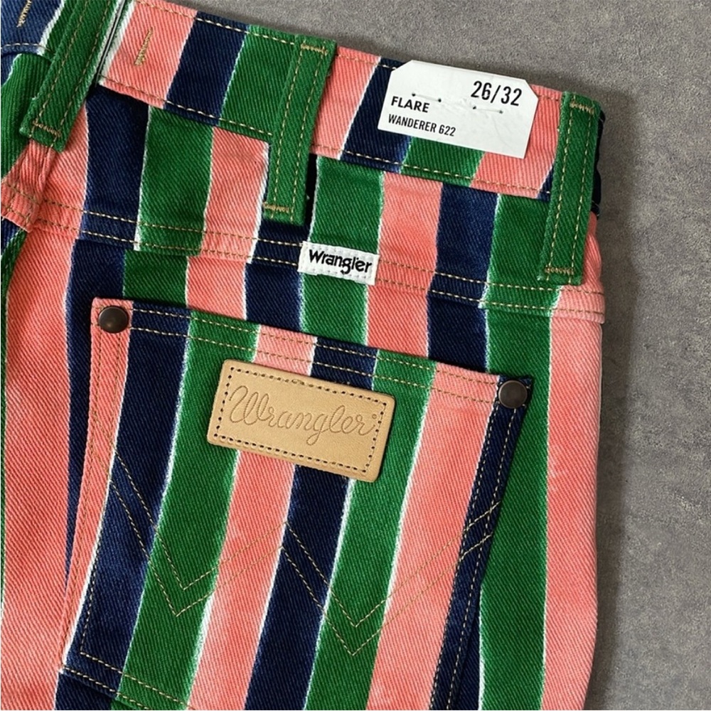Wrangler Stripe Wanderer 622 Mid-Rise Flare Jeans Size 26X32 - Picture 9 of 13